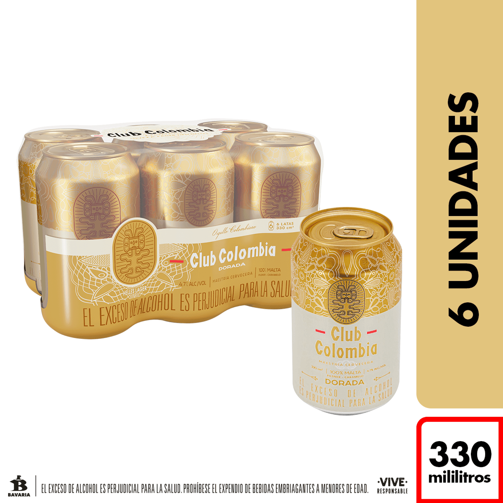 Cerveza Club Colombia Dorada Lata Sixpack